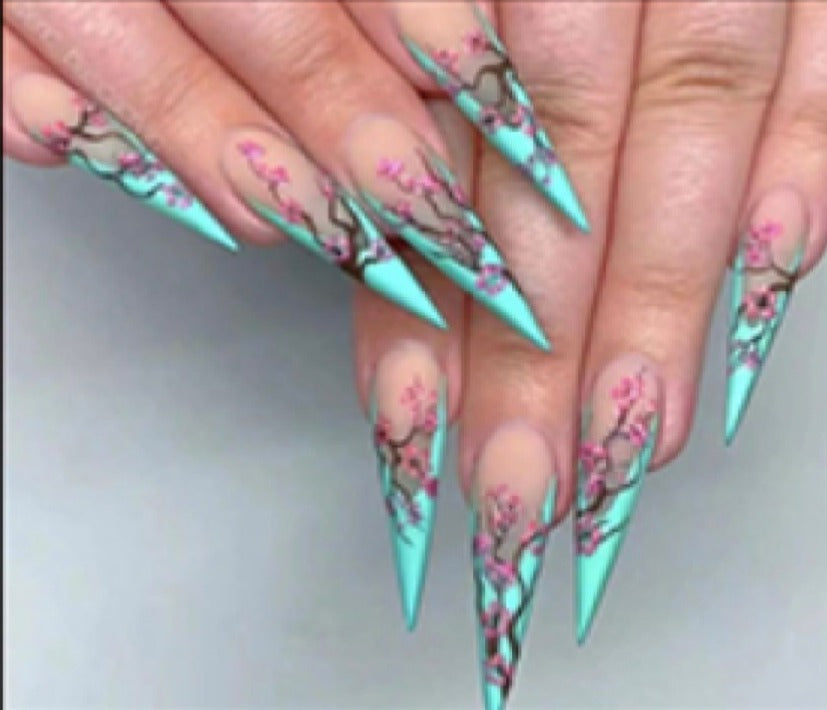 "Japanese Flower" Press On Nails image 0